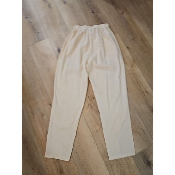 Ivory Cotton Blend Top Pants Set Womens Lg Cream Twill Long Sleeve Quiet Luxury - Picture 10 of 14